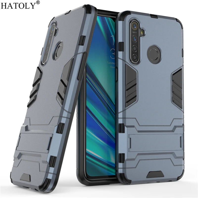 Для OPPO Realme 5 Pro чехол силиконовый Робот Бронированный чехол PC TPU задняя крышка для телефона для Realme 5 Pro защитный чехол для Realme 5 Pro - Цвет: Navy Blue