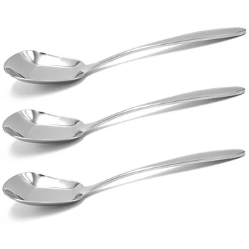 

Stainless Steel Soup Spoons,Table Spoons,Dinner Spoons,Rice Spoons,Special Square Design,Mirror Polish, Set of 3