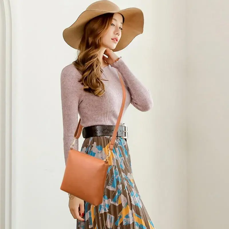 

Durable Cosmetic Bags Classic Delicate Texture 3pcs/set Classic Women Leather Tote Fashion Shoulder Handbag Pure Color Clutch
