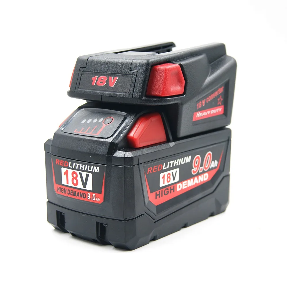 Адаптер конвертер для Milwaukee m18 18 в литий-ионная батарея для milwaukee V18 батарея - Название цвета: Черный