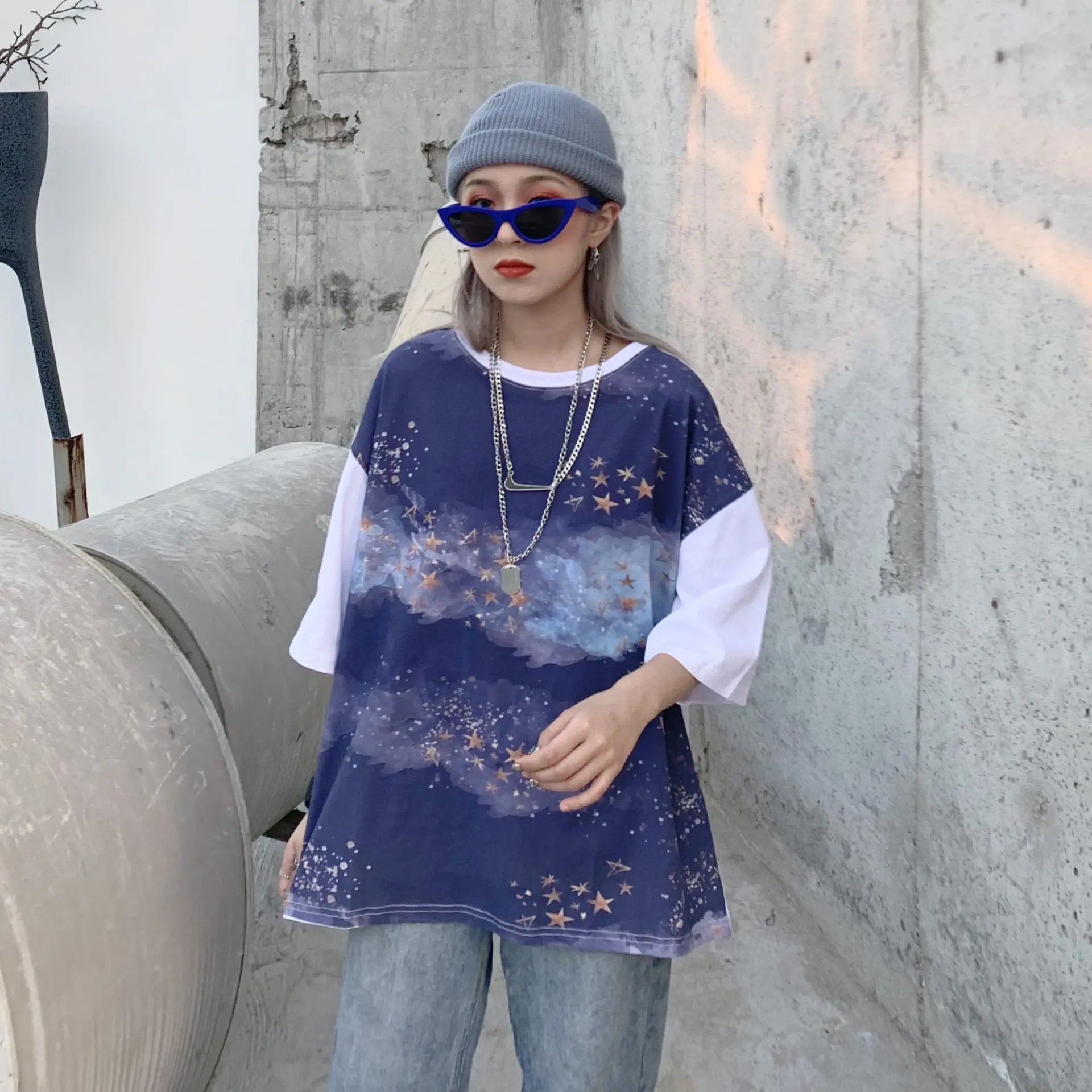 Харадзюку летняя негабаритная женская футболка Корейская ulzzang 90s футболка для девочек Студенческая Винтажная футболка в стиле хип-хоп Уличная белая футболка