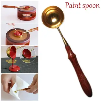 

Paint Spoon High-grade Gold-plated Stainless Steel Spoon Paint Spoon Sealing Wax Spoon Special for Seal With A Rosewood Handle