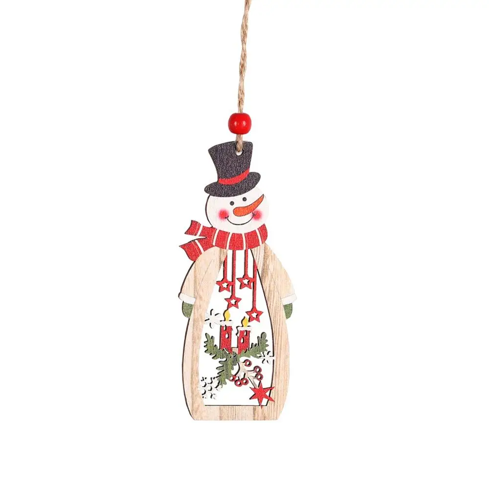 3 шт. Рождественская деревянная полая елка украшение кулон дом Санта Снеговик Олень полый ремесло Рождественский кулон - Цвет: 3pcs E