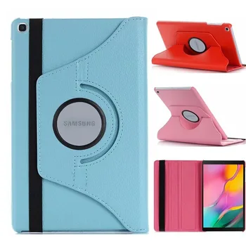 

For Samsung Galaxy Tab A 10.1 (2019) T510/T515 Tablet Case 360 Rotating Bracket Fold Stand Leather flip Lith Texture Cover funda