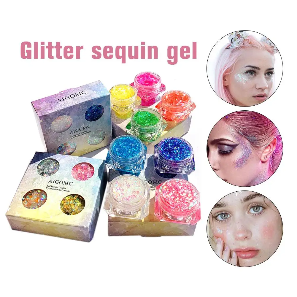 Glitter Sequins Gel for Face Nails Eyes Lips Hair Body Glitter for Masquerade Halloween Party Christmas