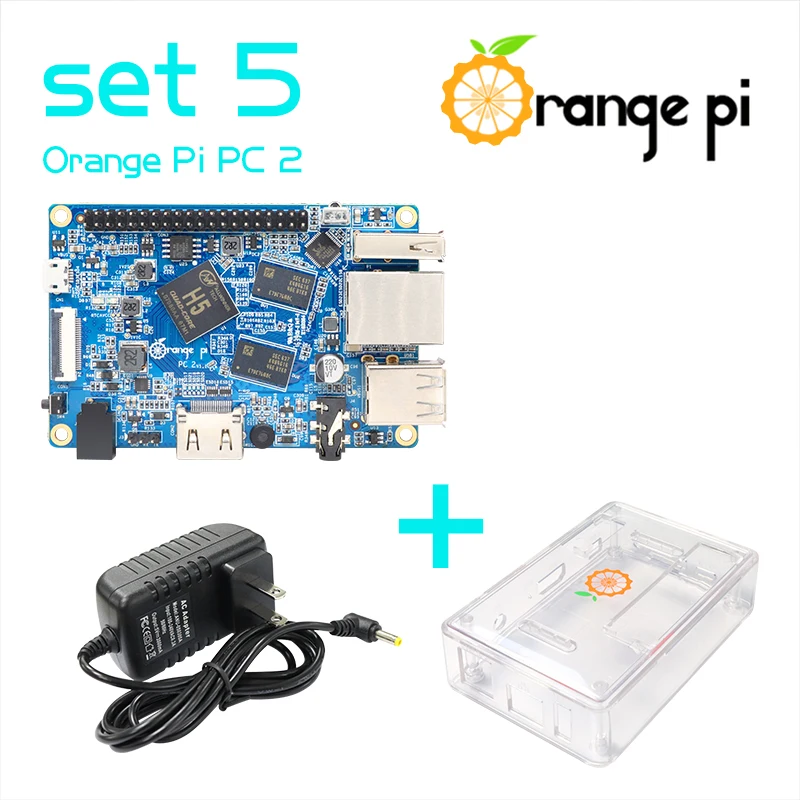 Прозрачный чехол Orange Pi PC2 + источник питания 5В 3А компьютер H5 1 ГБ DDR3 с открытым