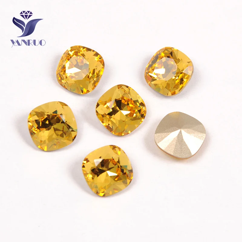 Yanruo 4470 Подушка Pointback алмазные стеклянные камни Швейные кристаллы для шипов сшитые украшения для одежды платье - Цвет: Light Topaz