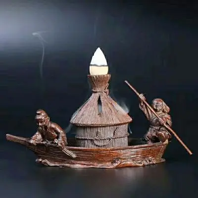 Изысканная красная медная башня задний поток благовоний орнамент