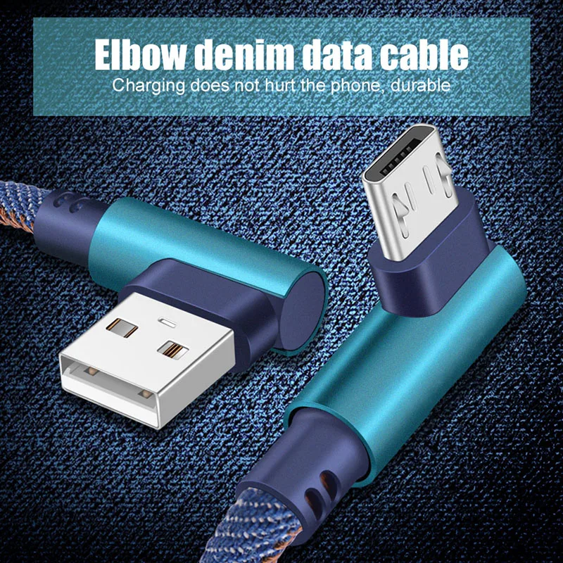 90 градусов Micro USB кабель 2.4A Быстрая зарядка для передачи данных Microusb Samsung Xiaomi Android