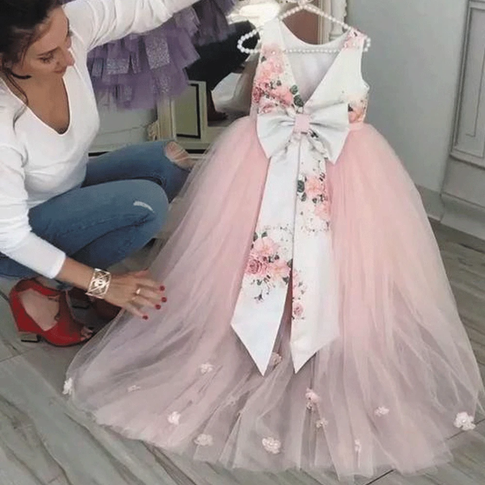 printed flower girl dresses