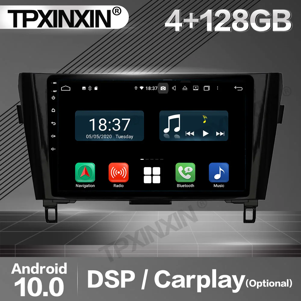 4+128G Carplay Car Radio 2 Din Stereo Receiver Android For Nissan X-TRAIL Qashqai 2014-2018 2019 2020 GPS Player Audio Head Unit