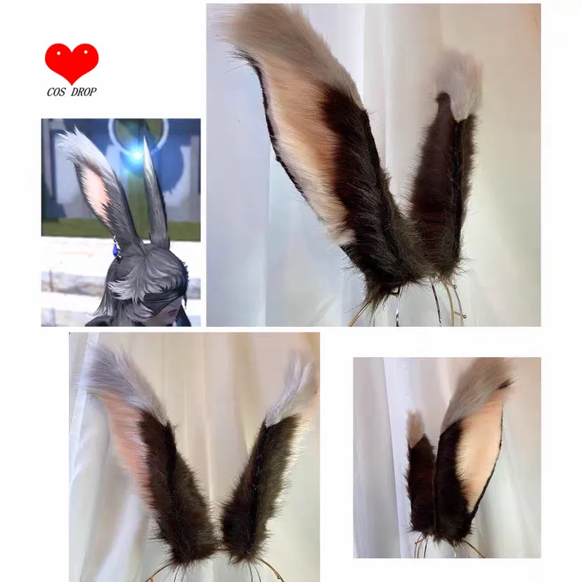 

Custom Made Big Black White Bunny Rabbit Ears Hairhoop Headwear Lolita Cosplay Game Costume Accessories