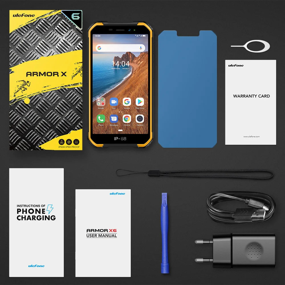 Ulefone Armor X6 ip68 MT6580 прочный водонепроницаемый смартфон Android 9,0 сотовый телефон четырехъядерный 2 Гб 16 Гб 3g LTE мобильный телефон