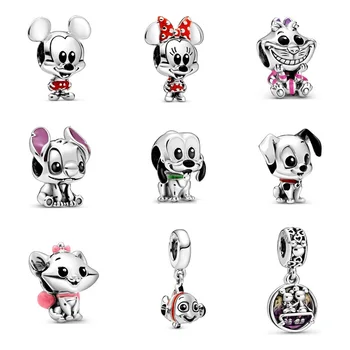 

JrSr New Original 925 Sterling Silver Bead Cute animal series Charm Fit Pandora Bracelet Bangle Necklace Women DIY Jewelry gifts