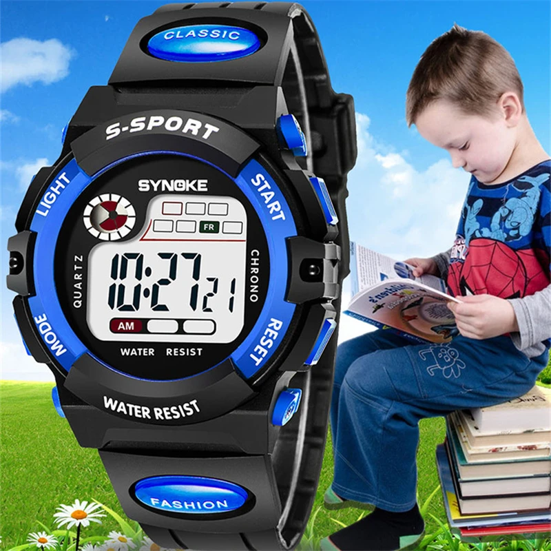 SYNOKE водонепроницаемые детские часы большие студенческие часы маленькие детские цифровые спортивные часы будильник на неделю Детские светодиодный часы наивысшего качества