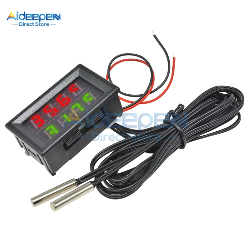 Мини DC 4 V-28 V 0,28 дюймов светодиодный цифровой термометр с двойным дисплеем w/NTC водонепроницаемый металлический датчик температуры тестер для внутреннего использования - Цвет: Red Green 4 Bit