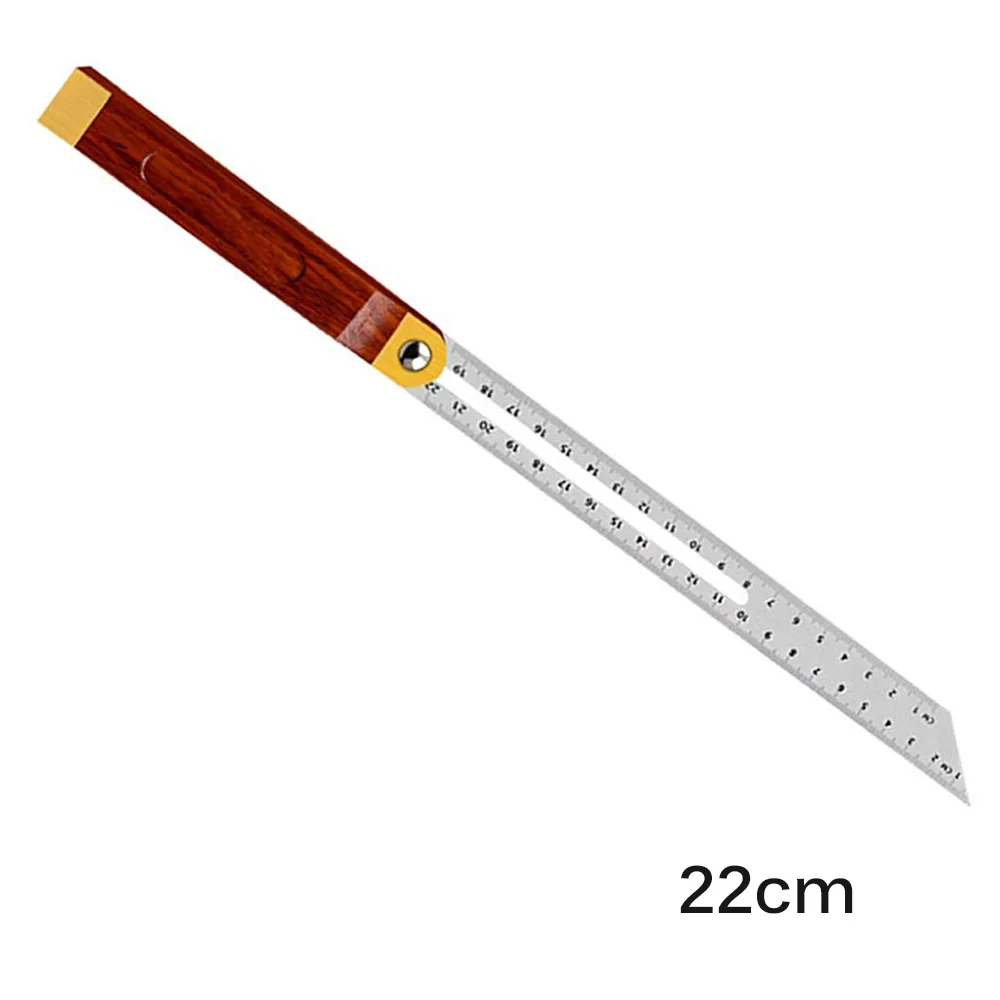 ABEDOE Угловые линейки, измерительные приборы, тройной квадратный раздвижной Т-конический с деревянной ручкой, измерительный инструмент, деревянный маркировочный Калибр - Цвет: 22cm