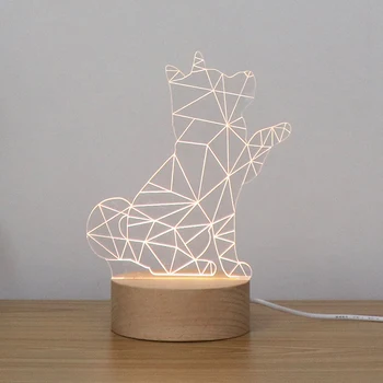 

Creative Acrylic Carving Dog Table Lamps With Outlet For Home