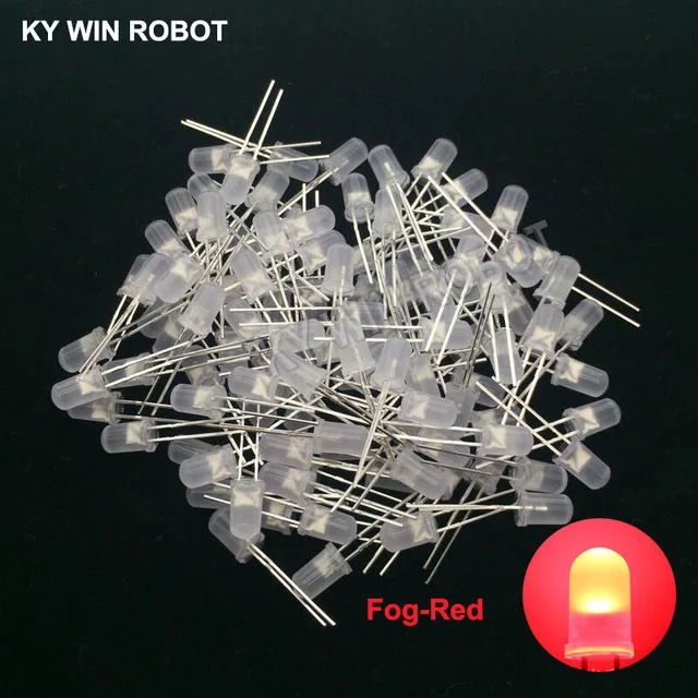 100pcs 5mm LED Diode 5 mm Assorted Kit White Green Red Blue Yellow Orange Pink Purple Warm white DIY Light Emitting Diode 100pcs Fog-Red
