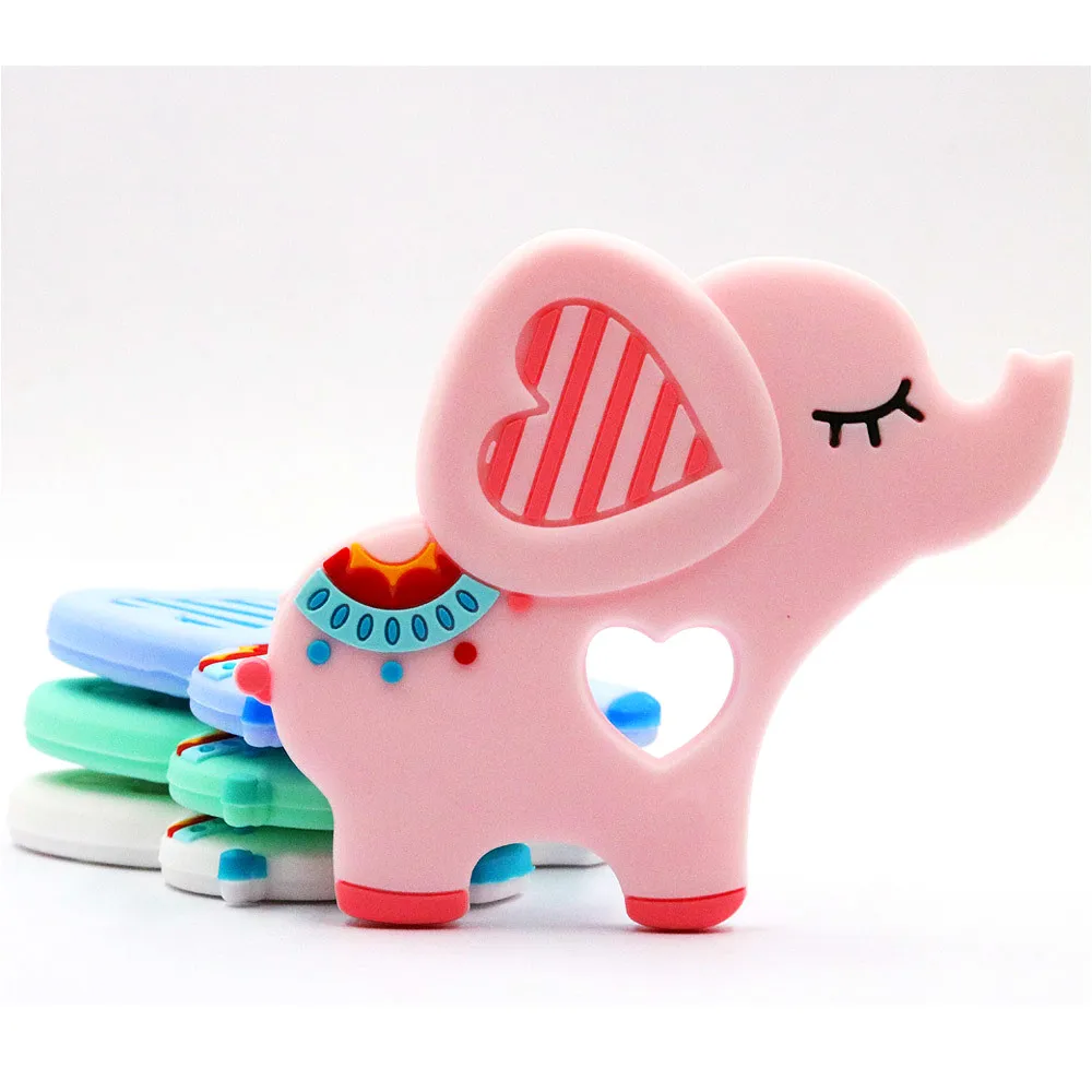 

Baby Safe Silicone Teether Elephant DIY Cartoon Animal Ring Necklace Teether Infant Toddle Chew Charms Kids Teething Toys Rodent