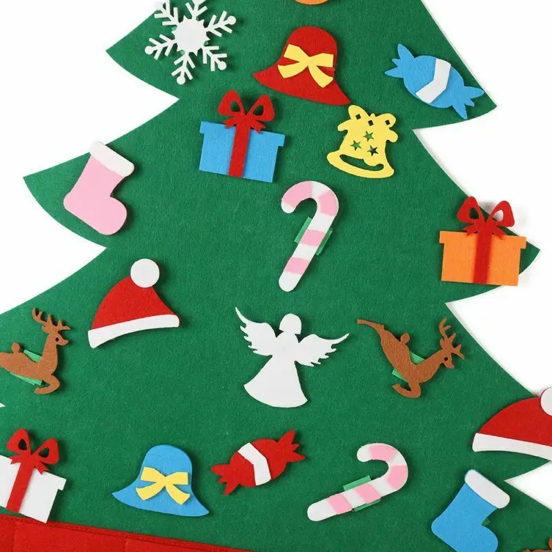 Рождественский Адвент-календарь панели набор войлочная ткань календарь c деревьями Рождественское украшение для дома