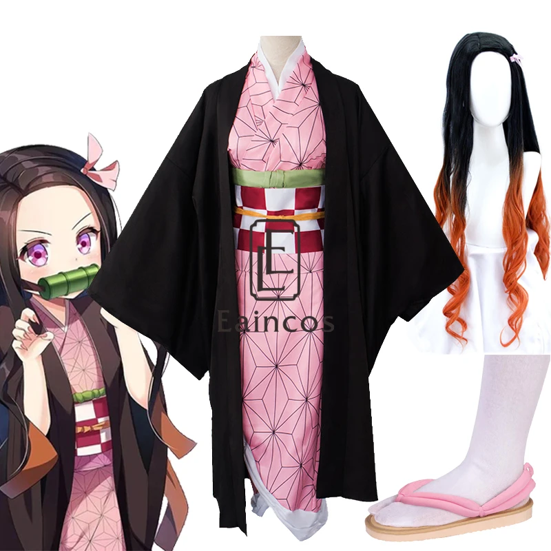 Аниме Demon Slayer Kimetsu no Yaiba Kamado Nezuko кимоно маскарадная форма для Хэллоуин