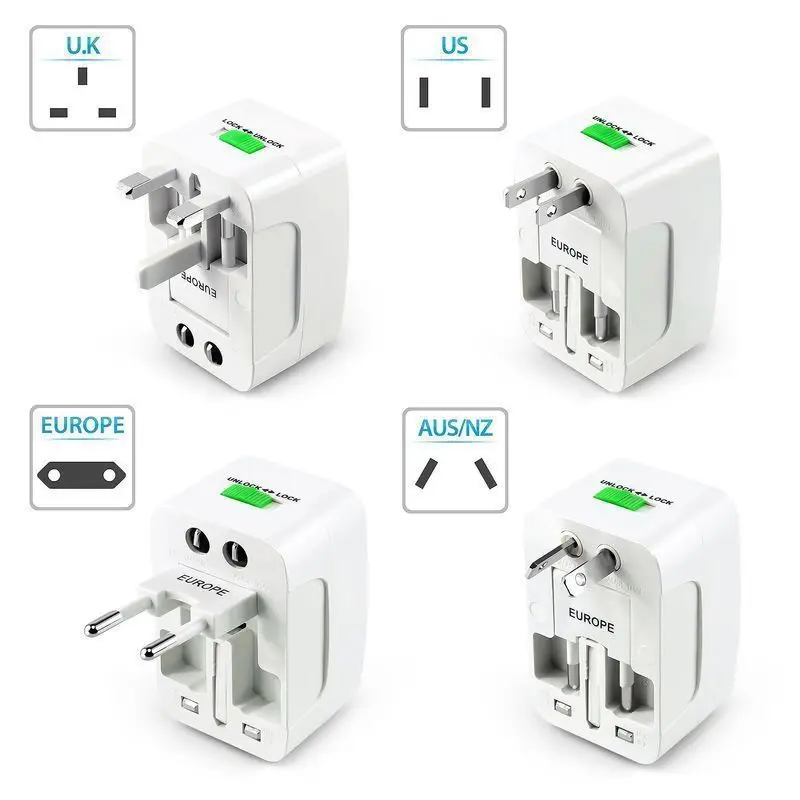 Универсальный адаптер Великобритания США AU в ЕС AC разъем питания двойной usb зарядка AC Разъем питания всемирно известный адаптер для путешествий конвертер