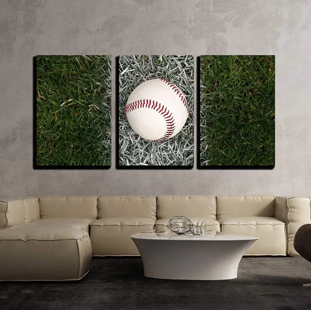 

3 Piece Canvas Wall Art - Baseball Detail - Modern Home Decor Stretched and Framed Ready to Hang Canvas Prints Drop shipping