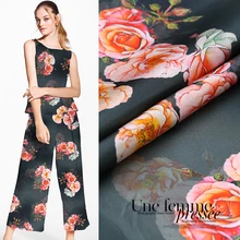 108 см широкая Цветочная шелковая ткань с принтом 19 мм цифровой струйный Шелковый стрейч атласная ткань рубашка платье ткань шелковая ткань