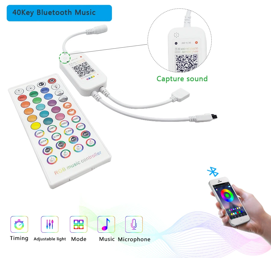 16 миллионов Цвета Wi Fi RGB / RGBW светодиодный Управление Смартфон музыкой и режим