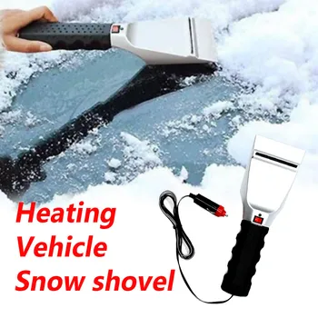 

12V Electric Heated Car Ice Scraper Automobiles Cigarette Lighter Snow Removal Shovel Windshield Glass Defrost Clean Tools