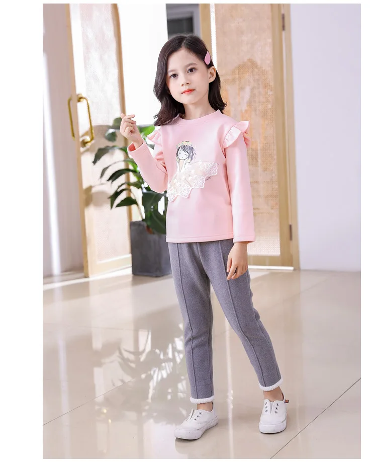 Girl Pants Autumn Winter New Baby Girl Casual Pants Kids Warm Velvet Thick Trousers Toddler Outwear Winter Leggings Girls