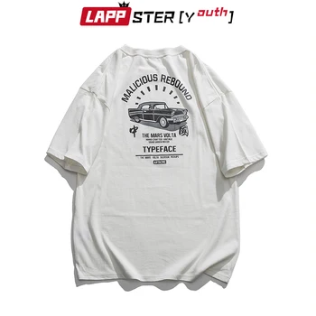 

LAPPSTER-Youth Car Print Japanese Streetwear Graphic T Shirts 2020 Summer Harajuku Oversized T Shirts Male Casual Fashion Tees