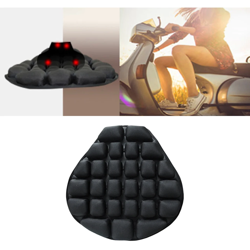 Inflatable Motorcycle Ride Seat Cushion Air Pad for Comfortable Travel Black