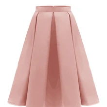 Suzhan, винтажные женские юбки с высокой талией, одноцветная плиссированная ретро юбка