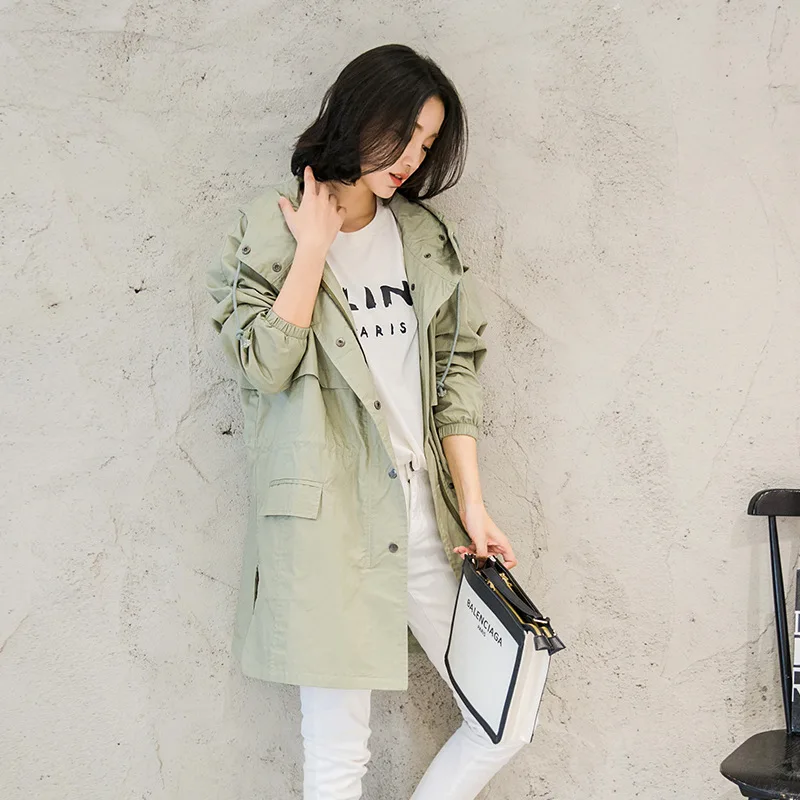 

Raglan Sleeve Solid Color 2019 Autumn Clothing New Style Fashion Trench Coat Mid-length Straight-Cut Trench Coat