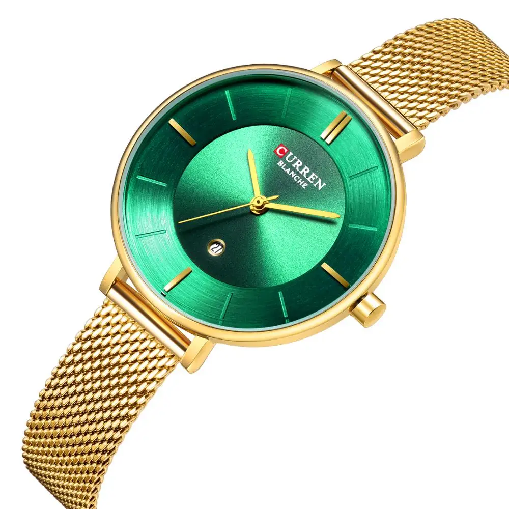

CURREN Top Brand Women Clock Multi-Color Fashion Quartz Watch Stainless Steel Watches Ultra-Thin Mesh Wristwatch Date Display