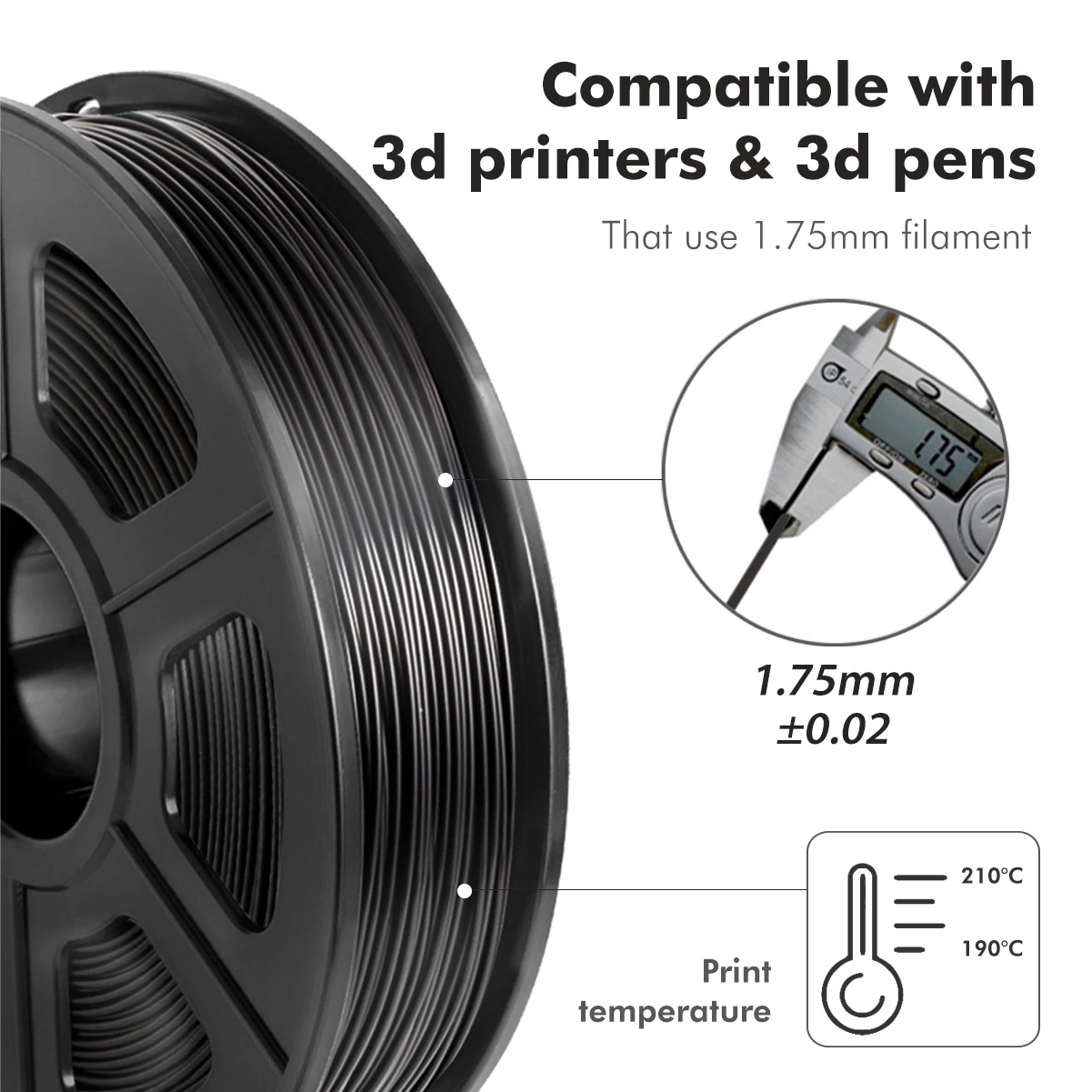 SUNLU ТПУ нити 3D Принтер Нити гибкий черный 1 75 мм 0 5 кг (1.1LB) точность размеров +/ 02