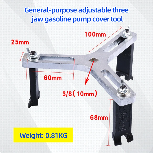 Adjustable 3-jaw Car Gas Cover Fuel Pump Lid Tank Removal Spanner