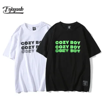 

FOJAGANTO Fashion Brand Men T-Shirt Individual letters Mens Cotton T-Shirt Shirt Loose T-Shirts Male