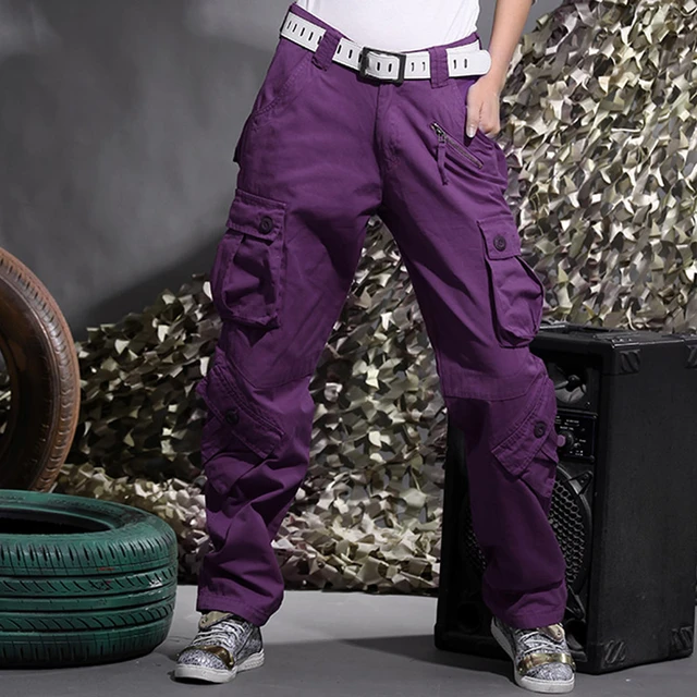 Pantalon cargo violet pour hommes et femmes, jeans Hip Hop pour couples,  joggeurs masculins et féminins, nombreuses poches, FJFJ, automne et hiver -  AliExpress