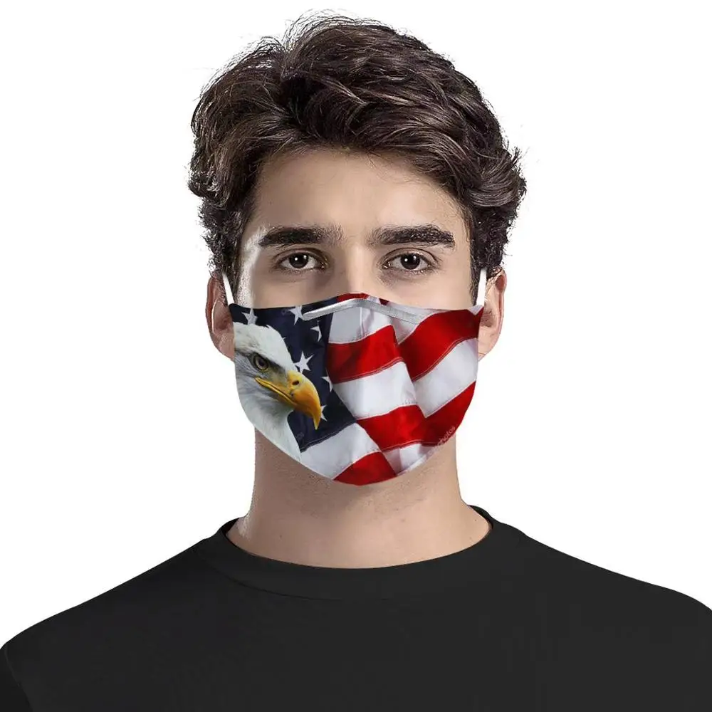 

Custom Pattern American flag pattern Reusable Mouth Face Cover Comfortable Anti-Dust Anti-saliva Anti Infection Windproof