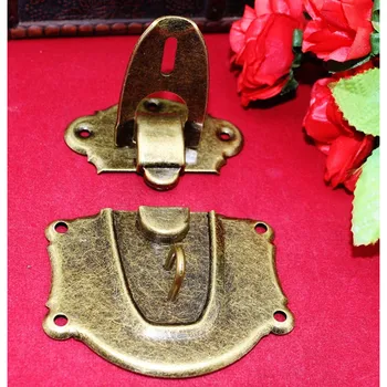 

1Pcs 92*118mm,Antique Iron Jewelry Box Padlock Hasp Locked Wooden Wine Gift Box Handbag Buckle Hardware Accessories,Bronze Tone