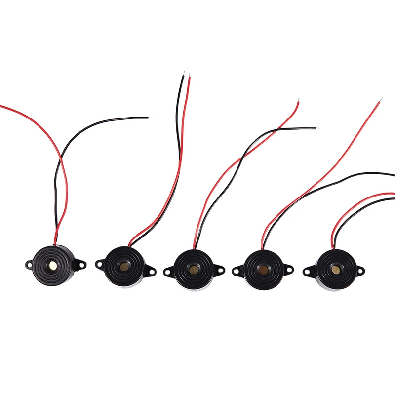 DC 3-24V 85dB Sound Electronic Buzzer Alarm Black 23 x 12mm 5 Pcs