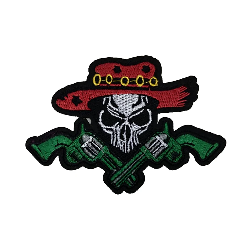 WUYUCONG New Arrival Guns with Skull Embroidered Patches Sew on Iron on