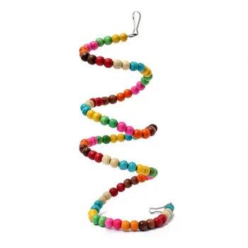 

Parrot Cockatiel Bite Parakeet Home Ladder Rotate Interior Wooden Beads Cage Hanging Easy Install Bird Toy