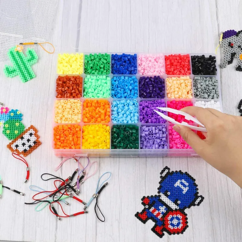 JINLETONG Hama Beads 5mm Kit 2600pcs jigsaw puzzle Fuse Beads Set, 4 Big Pegboards, 2 Ironing Paper 2Pcs Tweezers Christmas Gift