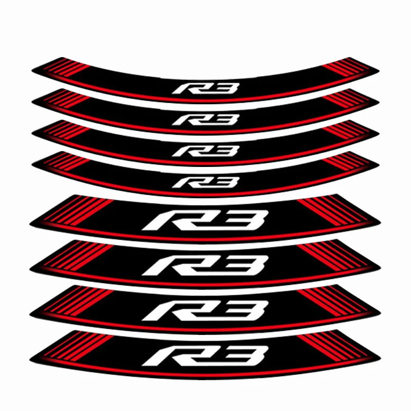 motorcycle sticker stripe model logo wheel stickers tires waterproof decals for YAMAHA R3 r3 a set of 8 pcs