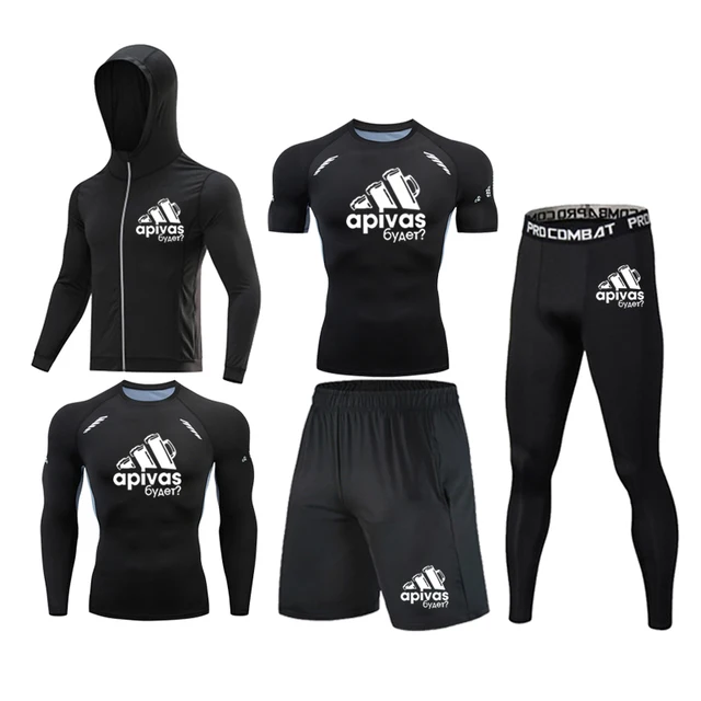 Men Jiu jitsu Rashguard MMA T-shirts Sets Bjj Muay Thai Boxing Jerseys Long Sleeve Boxeo Suit Brand 5Pcs Set Fitness Sport Suits 5Pcs Set