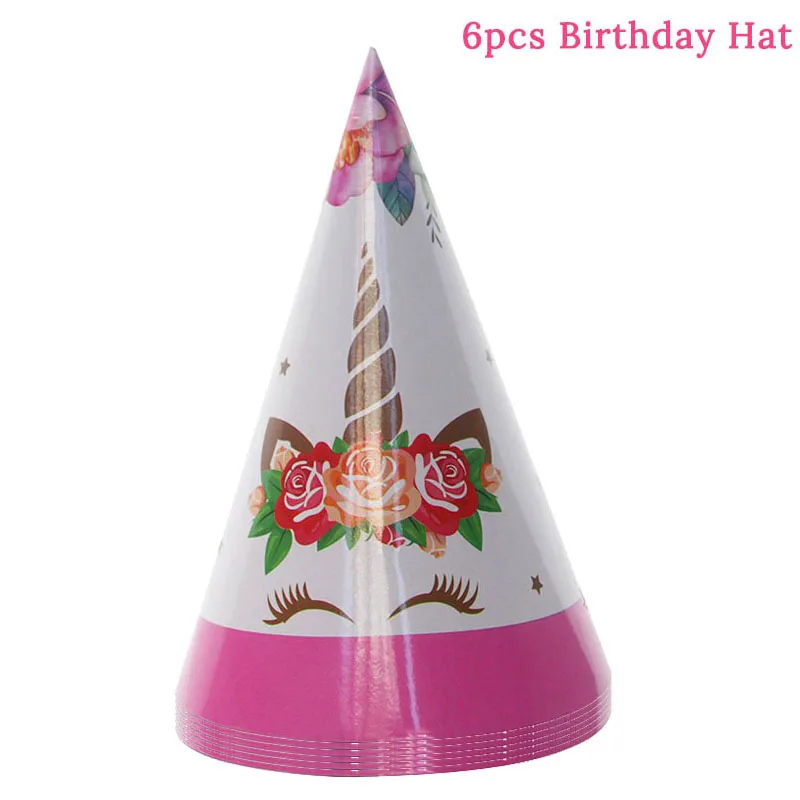 6pcs hat Вечерние бумажные коробки для попкорна в виде единорога, подарочные коробки для конфет, пакеты для печенья, украшения для детских дней рождения, подарочные пакеты, принадлежности для детского душа - Цвет: 6pcs hat